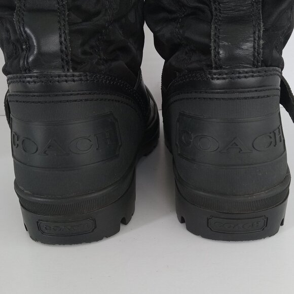 COACH Holiway Signature Snow Rain Boot in Black Canvas Women's Size 9.5 - Picture 11 of 14